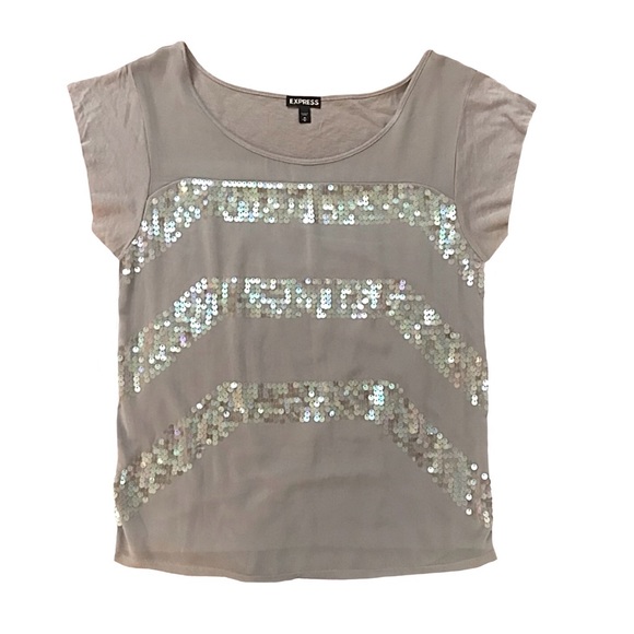 Express Sequin Striped Top - Picture 1 of 7